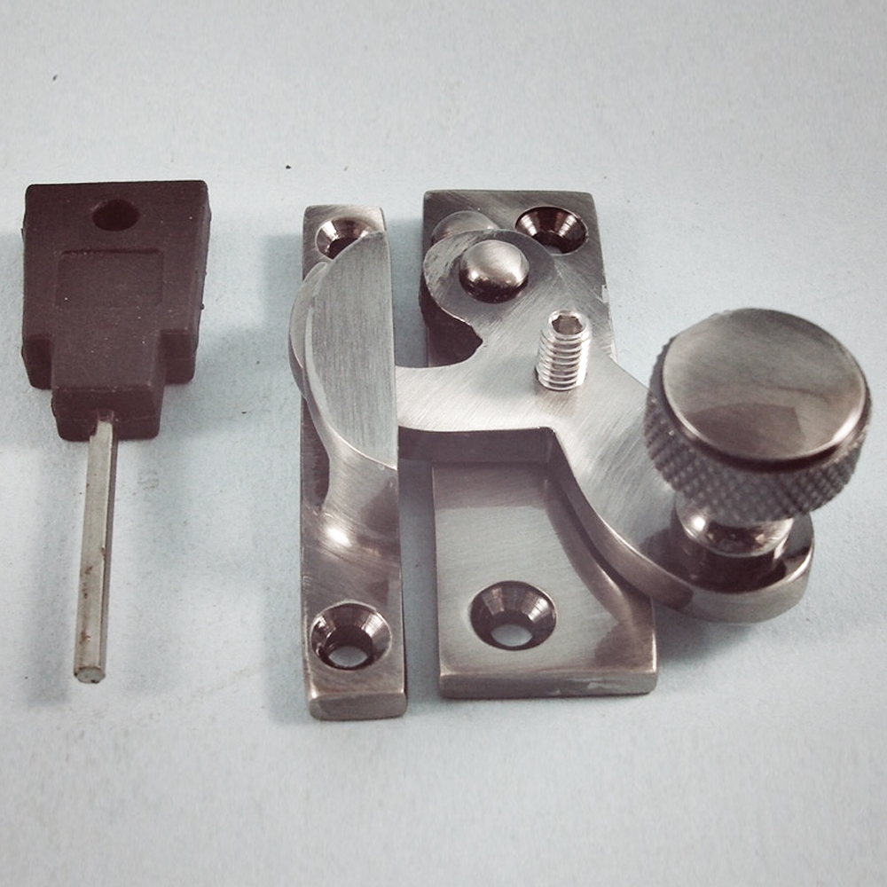 THD079L/AN • Locking • Antique Nickel • Clo Knurled Knob Sash Fastener